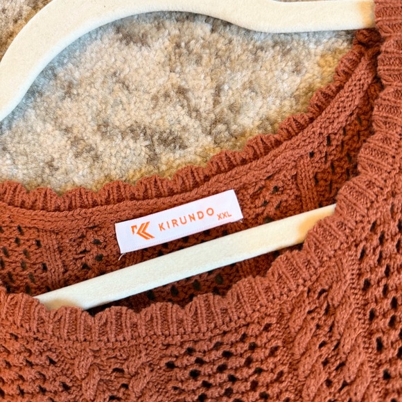 Kirundo Sleeveless Knit Crochet Tank Top Terracotta Rust XXL - Picture 6 of 8